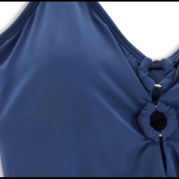 Double ring storm blue one piece swimsuit - Picture 2 of 3